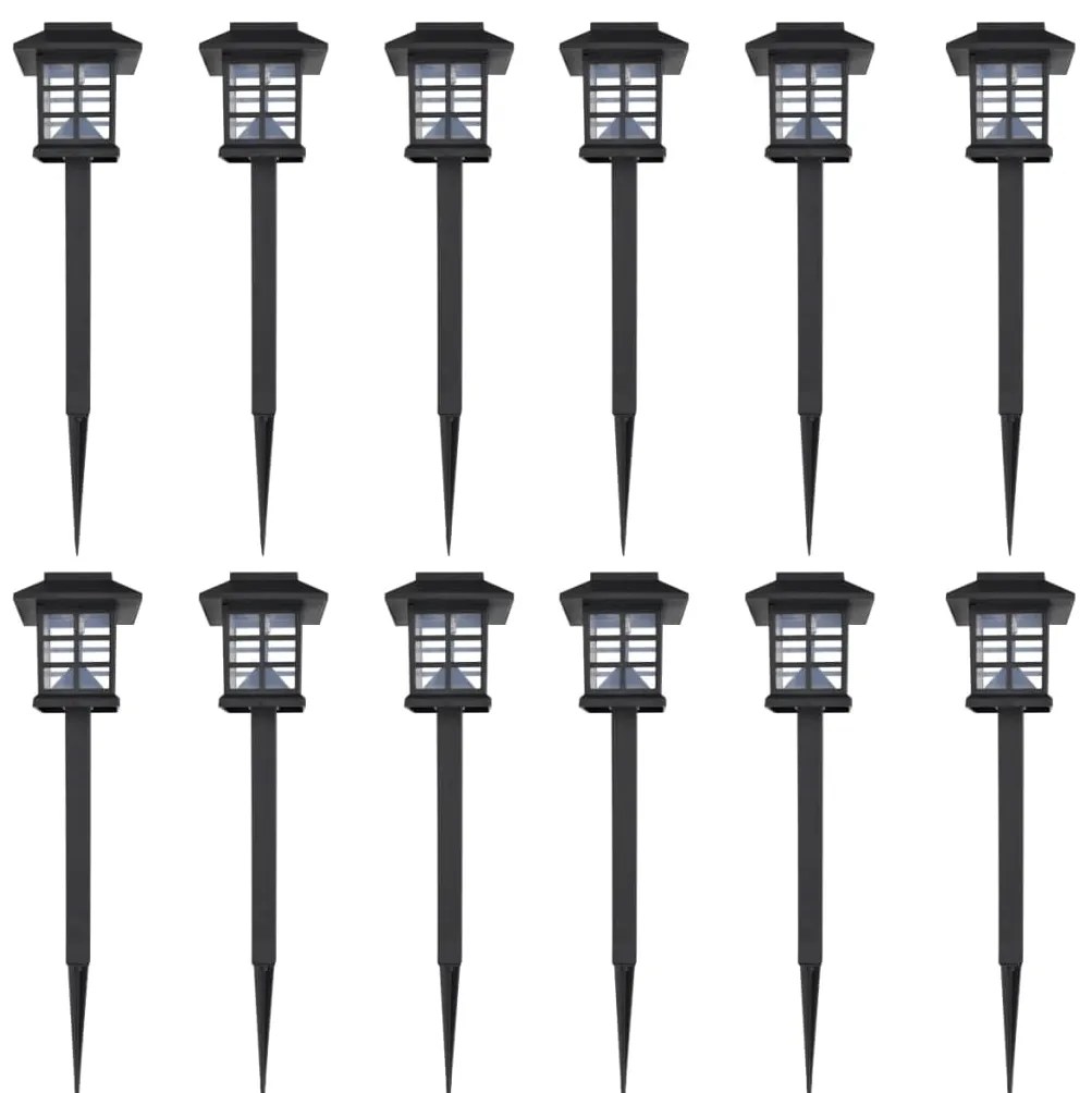 Luce Esterna Lampada Solare A Led 12 Pz Con Spuntone 8,6 X 8,6 X 38 Cm /