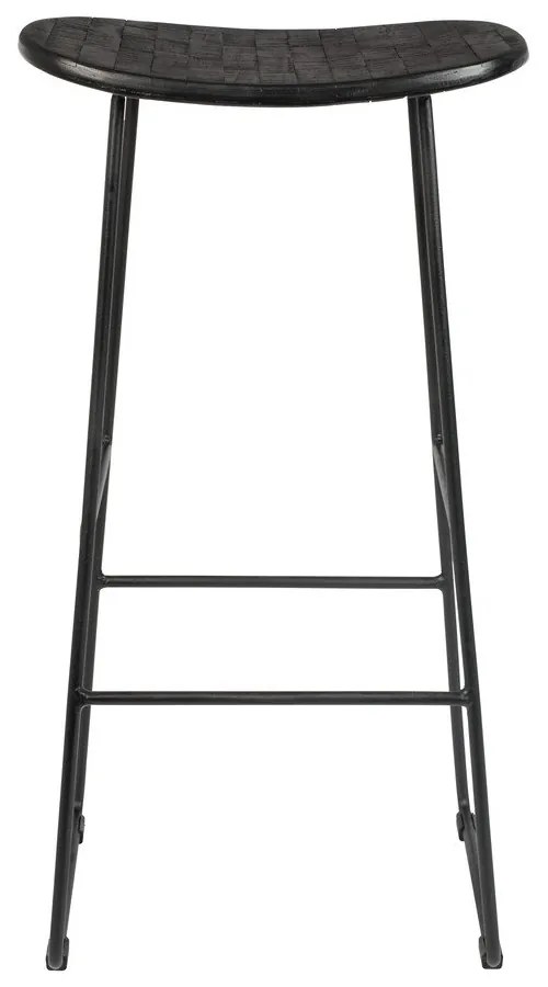 Sedia da bar nera in teak massiccio (altezza della seduta 76 cm) Tangle – White Label