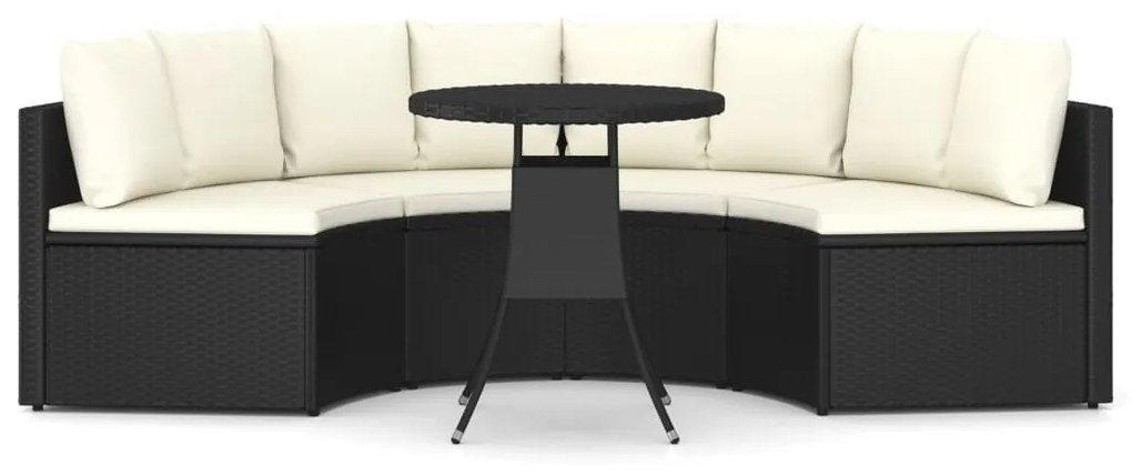 Set Divani da Giardino 5 pz con Cuscini in Polyrattan Nero