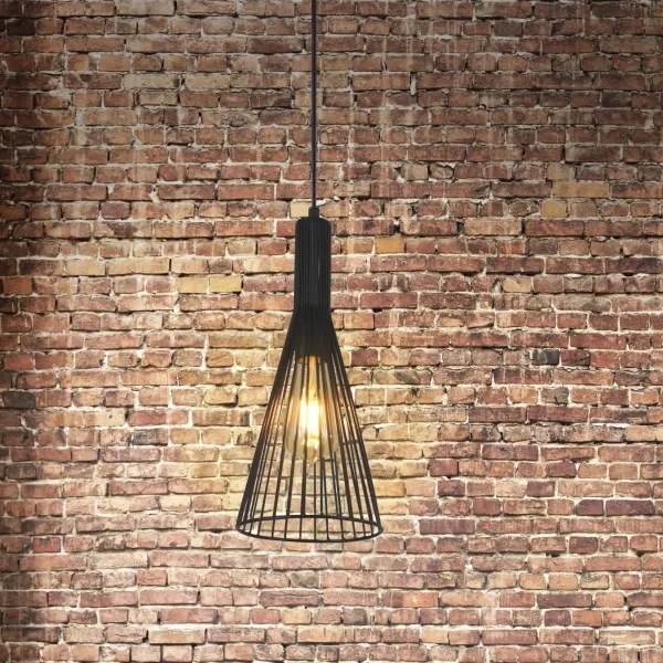 Lampadario a sospensione con filo TIANA 1xE27/20W/230V diametro 15,5 cm nero