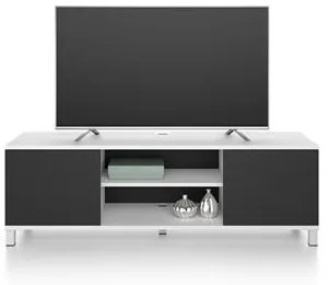 Mobile Porta Tv Rachele, Bianco Frassino e Nero Frassino