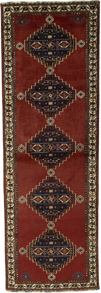 Shiraz Tappeto 310x110 Rosso (Iran) Annodato A Mano