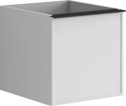 Cassettiera Pixel con 1 cassetto frontale Frame laccato opaco bianco e maniglia alluminio nero opaco L.40 H.40 P.45,5 cm.