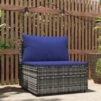 Divano Centrale da Giardino con Cuscini in Polyrattan Grigiocod mxl 94534