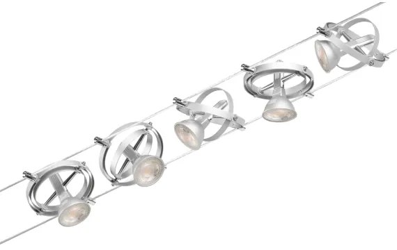 Paulmann 94436 - KIT 5xGU5,3/10W Sistema a cavo completo CARDAN 230V cromato
