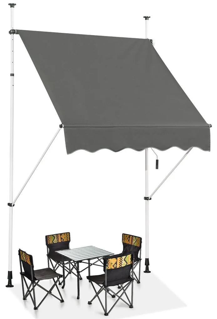 Costway Tenda da sole telescopica e retrattile, Tenda parasole resistente ai raggi UV impermeabile 150x120cm Grigio scuro