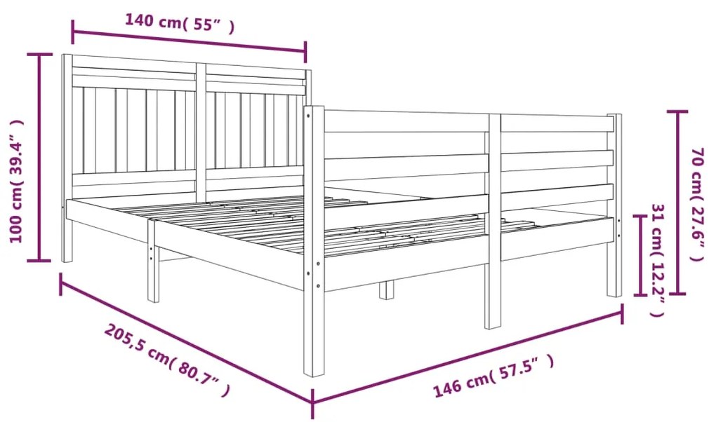 Giroletto Bianco in Legno Massello 140x200 cm