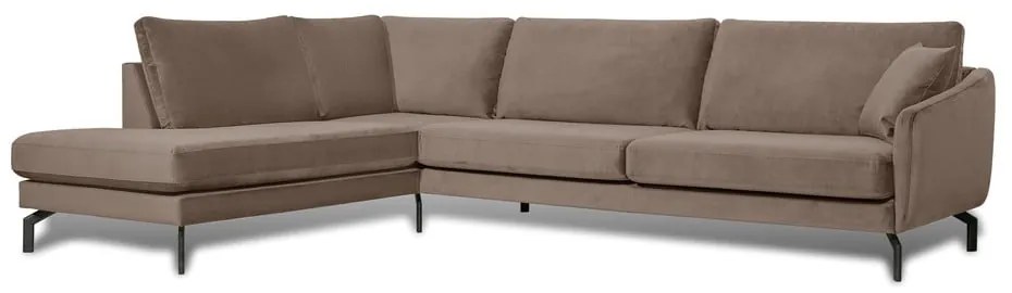 Divano angolare in velluto marrone-beige (angolo sinistro) Magic - Scandic