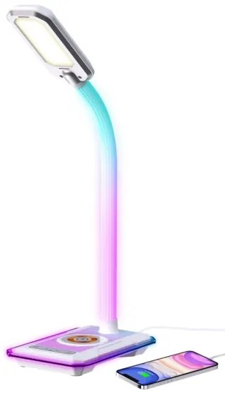Immax 08988L - LED RGBW Lampada da tavolo dimmerabile con Qi di ricarica 30W/230V bianco