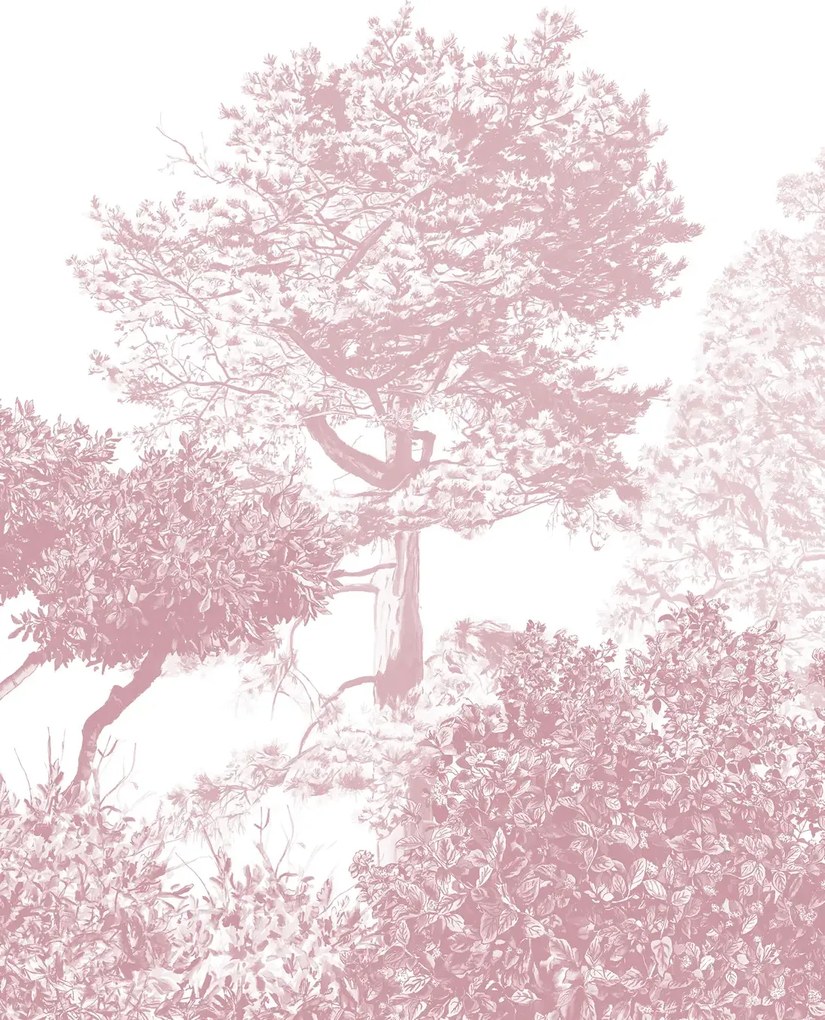 Sian Zeng Carta da parati panoramica Hua Trees - Burgundy