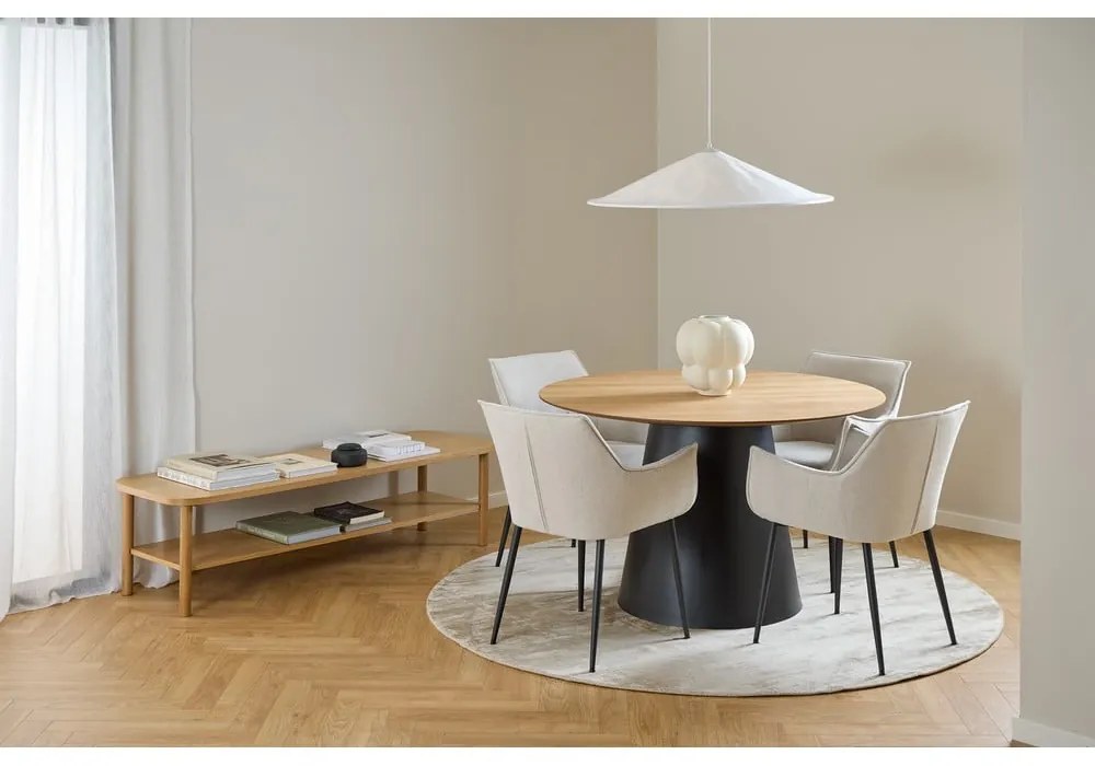 Tavolo da pranzo rotondo nero-naturale con piano in rovere ø 120 cm Soli - Actona