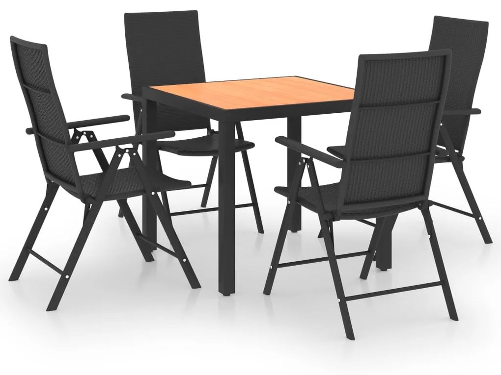 Set da pranzo da giardino 5 pz nero e marrone