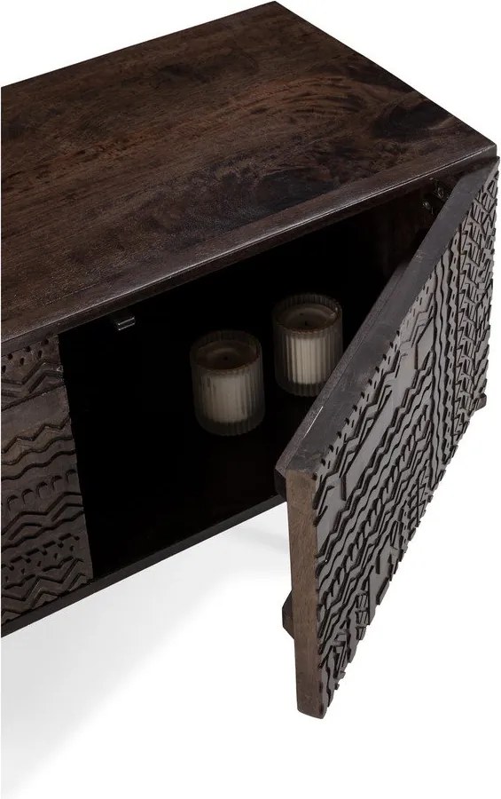 Mobile TV marrone scuro in mango massiccio 145x48x40 cm Kalai – MOME