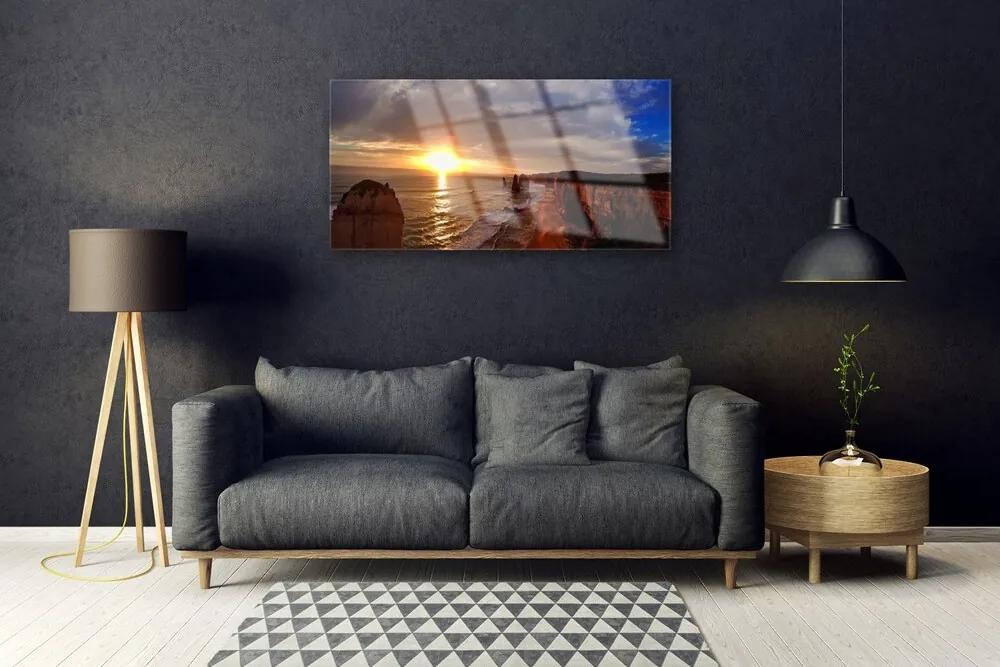 Quadro acrilico Mare, sole, paesaggio 100x50 cm