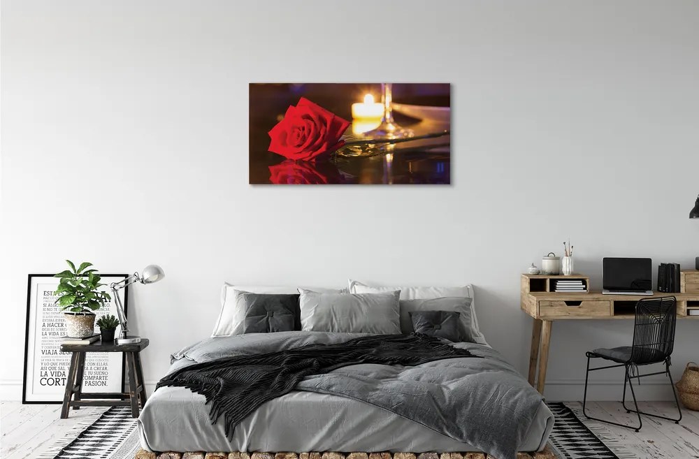 Quadro su tela Vetro di rose di candela 100x50 cm