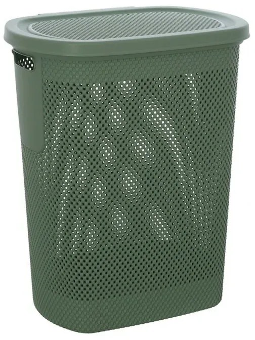Portabiancheria con coperchio in plastica verde salvia 58 lt Kamala