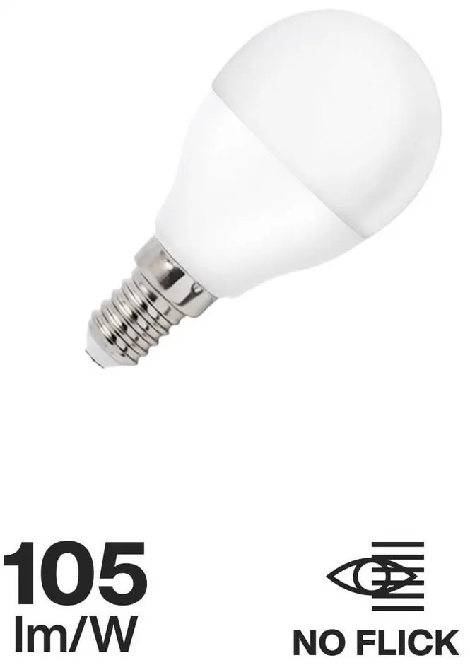 Lampada LED E14 6W G45 105lm/W Colore Bianco Naturale 4.000K