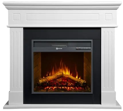 Camino elettrico da terra in legno Bianco CAMBRIDGE 110x25x95h cm