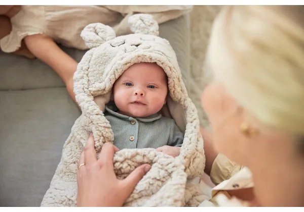 Jollein - Coperta Swaddle in pile Coniglietto 100x105 cm Torrone