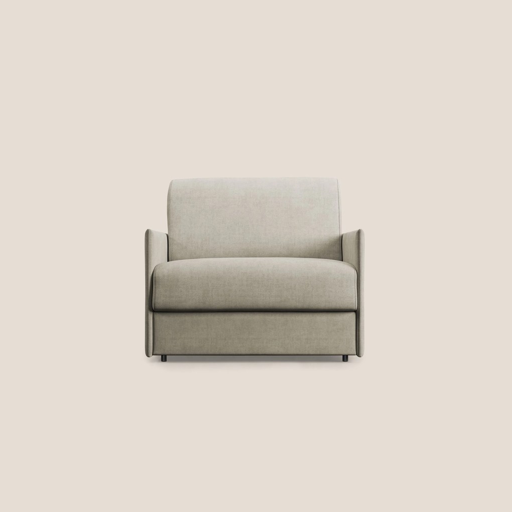 Evans poltrona letto in morbido tessuto impermeabile T02 panna