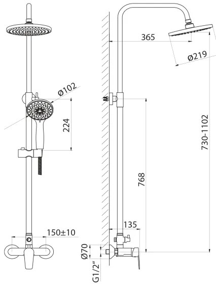 Aqualine - Set da doccia LOTTA cromo lucido