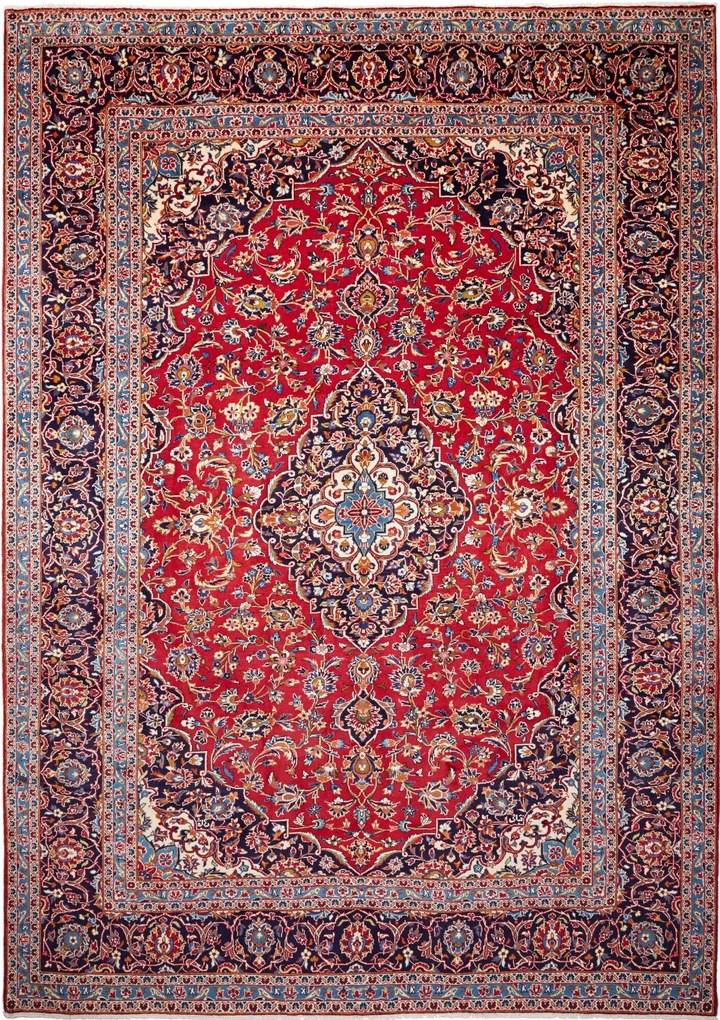 Kashan Tappeto persiano 380x260 Rosso (Iran) Annodato A Mano