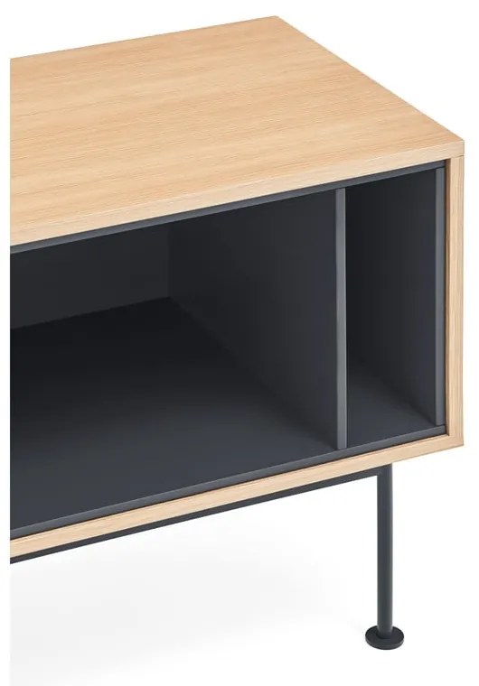 Cassettiera TV grigio antracite con impiallacciatura in rovere Yoko - Teulat