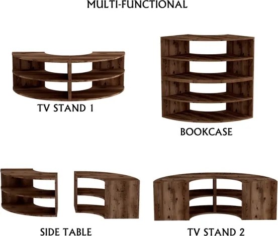 Mobile TV Ad Angolo Design Onda Con Ripiani Melissa Noce Chiaro