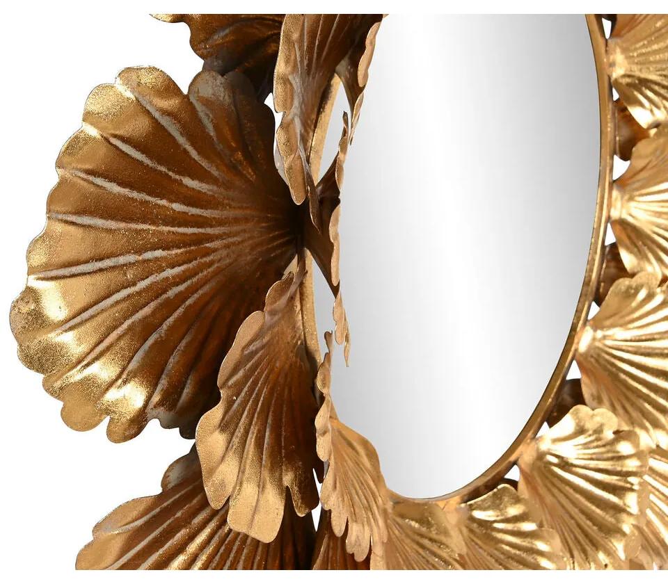 Specchio da parete Home ESPRIT Dorato Metallo Foglia della pianta 76,5 x 8 x 76,5 cm