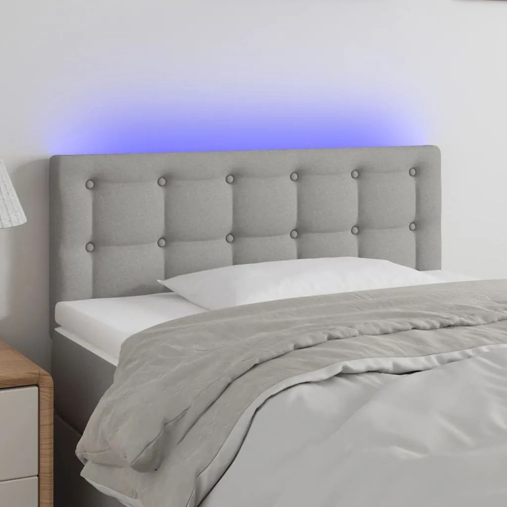 Testiera A Led Grigio Chiaro 100x5x78/88 Cm İn Tessuto /