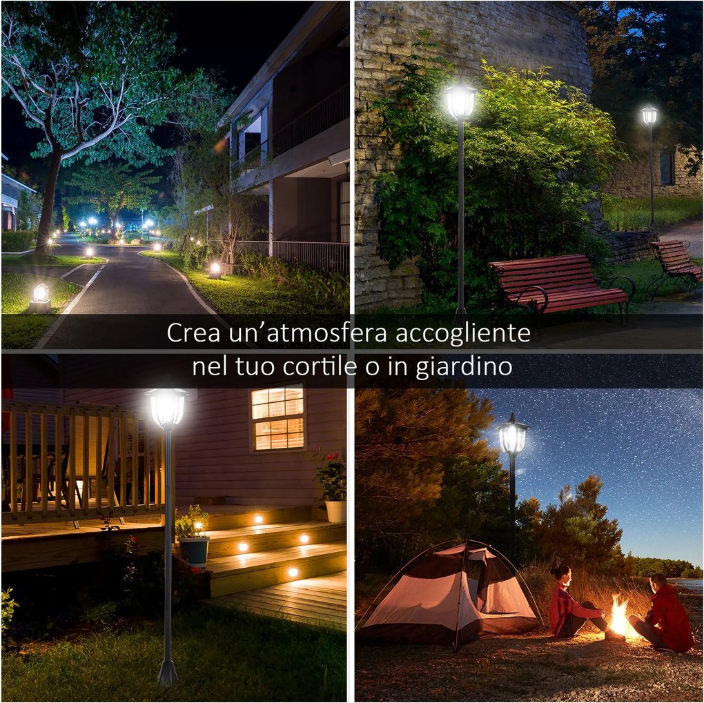 Lampione da Giardino LED a Energia Solare H177 cm Vincent...