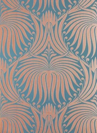 Farrow & Ball Carta da parati Lotus - Blue/ Copper