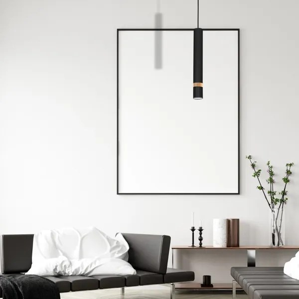 Lampadario a sospensione con filo JOKER BLACK WOOD 1xGU10/8W/230V