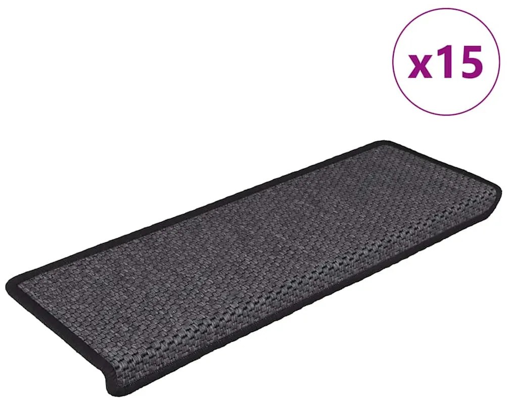 Tappeti Autoadesivi Scale Aspetto Sisal 15pz 65x21x4 Antracite /