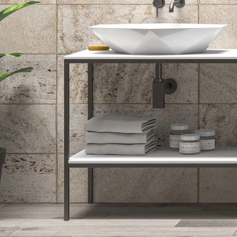 Kamalu - mobile bagno metallico 175 cm con due piani net-175