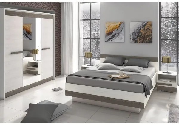 Comodino SARPA 45x46 cm bianco/marrone