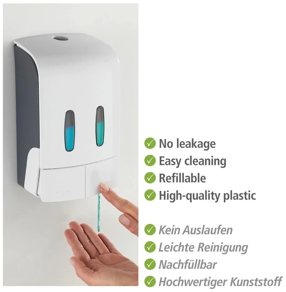 Dispenser di sapone in plastica bianco da parete 0,96 l Tartas - Wenko