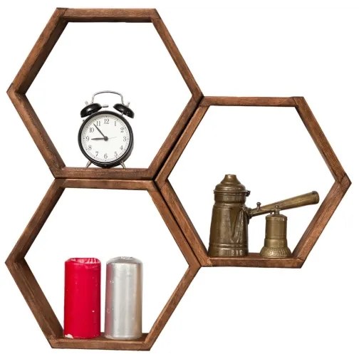 SET 3x Mensola da parete ELFO 38x58 cm marrone