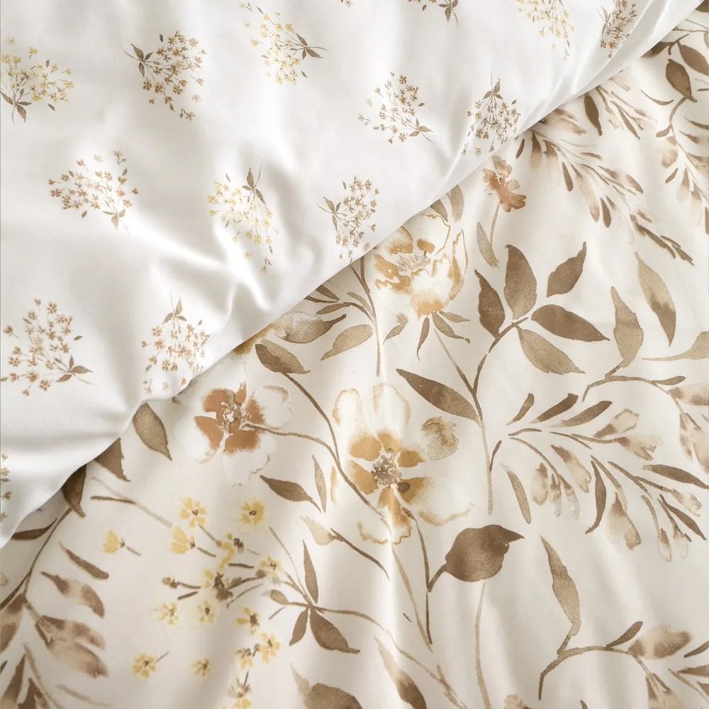 Set copripiumino e federa bianco e beige per letto matrimoniale 200x200 cm Isadora Floral – Catherine Lansfield