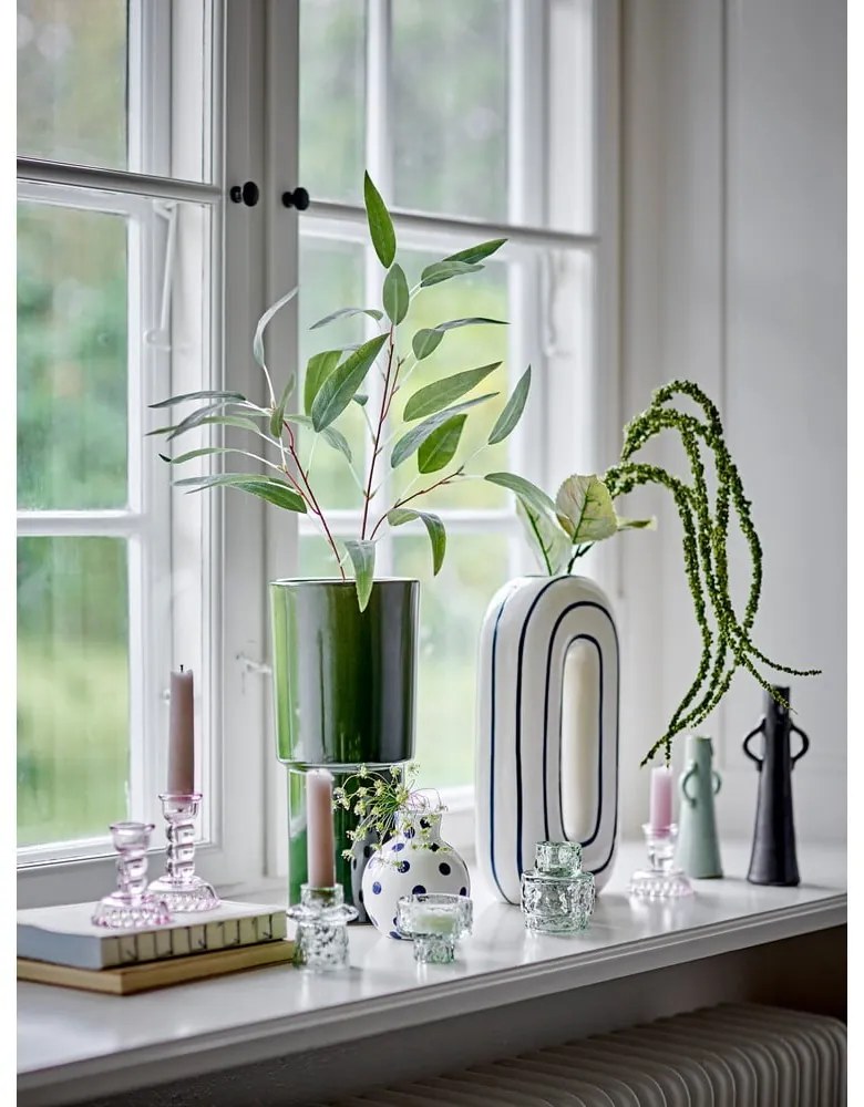 Vaso bianco in ceramica dipinto a mano (altezza 11 cm) Fian - Bloomingville