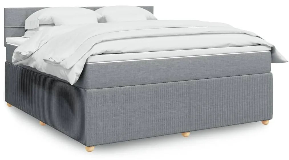 Giroletto A Molle Con Materasso Grigio Chiaro180x200 Cm Tessuto /