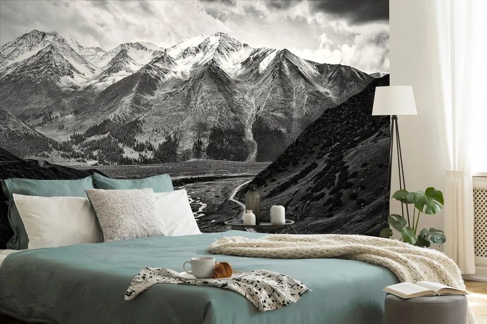 Carta da parati – Panorama montano in bianco e nero