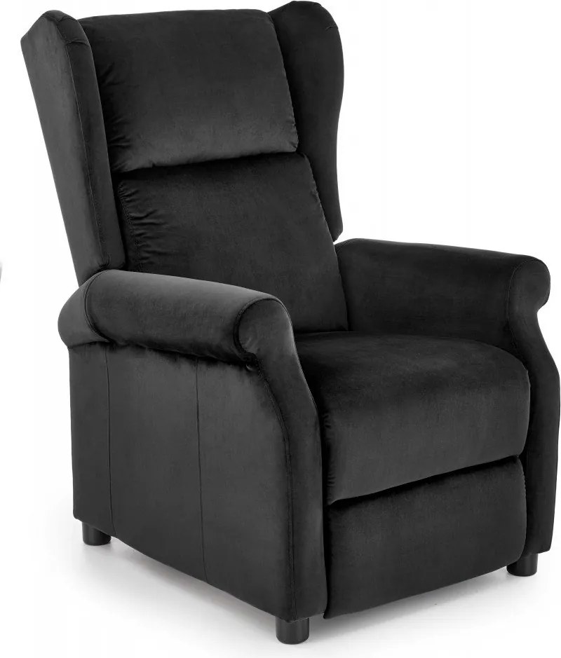 Poltrona reclinabile Agustin 2 in velluto nero - H107 cm