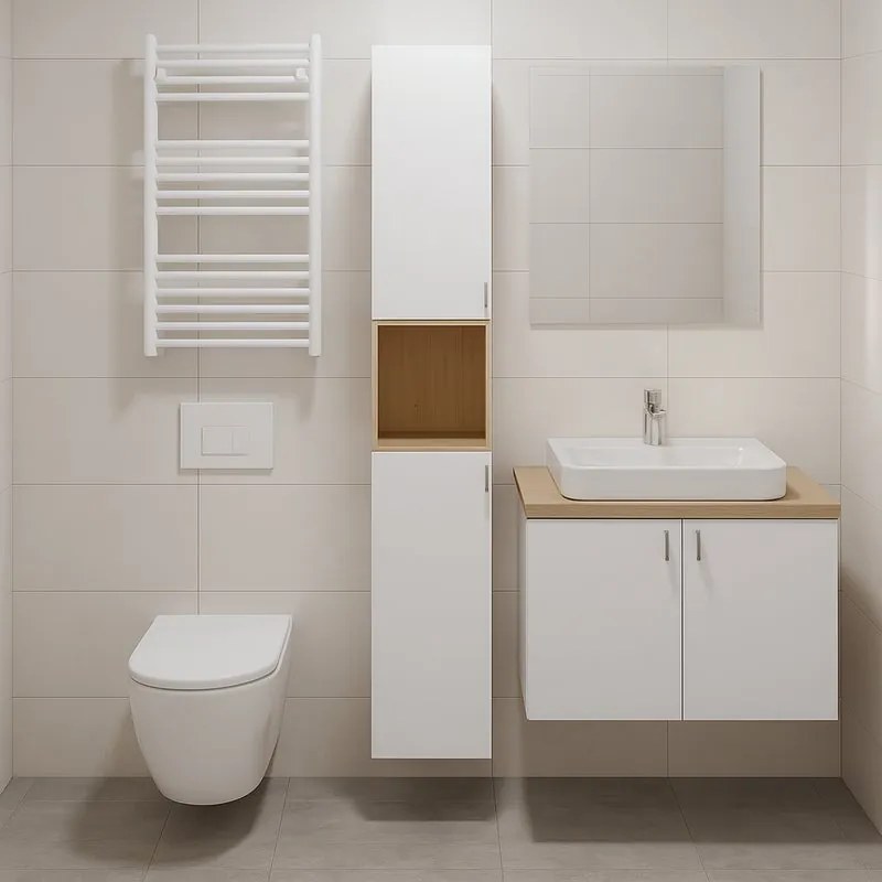 Colonna per mobile bagno Modern SENSEA 2 ante P 30 x L 30 x H 161.6 cm bianco e miele laccato truciolare