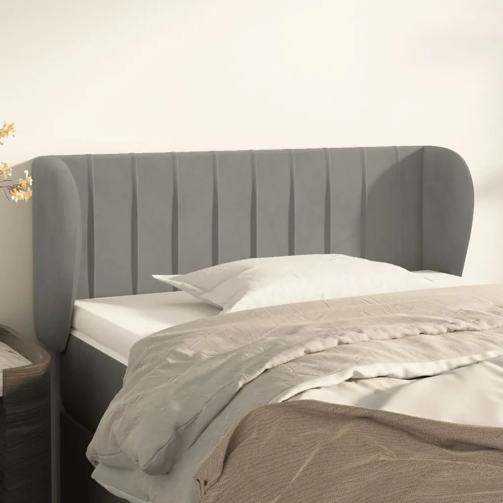 Testiera ad orecchio grigio chiaro 83x23x78/88 cm in velluto