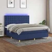 Letto a Molle con Materasso e LED Blu 180x200 cm in Tessuto 3135779