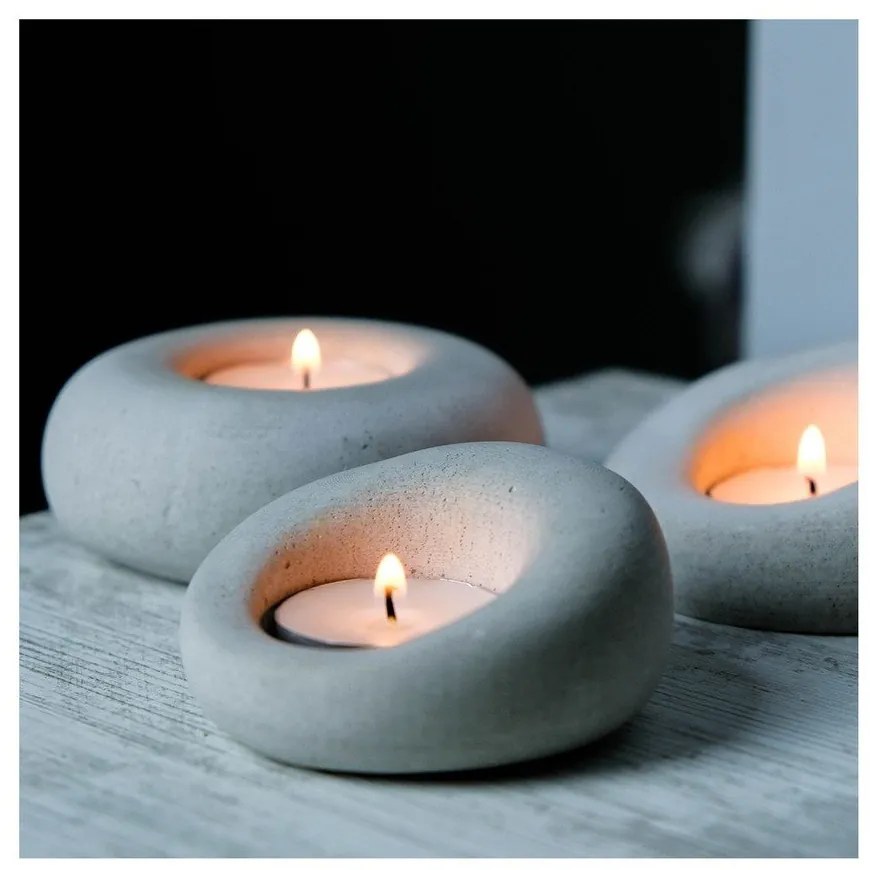 Candelieri in cemento in set da tè 3 pezzi Donut - Mioli Decor