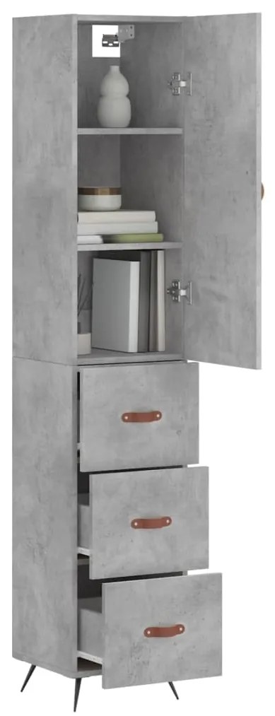 Credenza grigio cemento 34,5x34x180 cm in legno multistrato