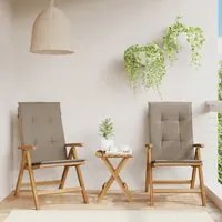 Sedie da Giardino Reclinabili con Cuscini 2 pz in Legno di Teak 3196441