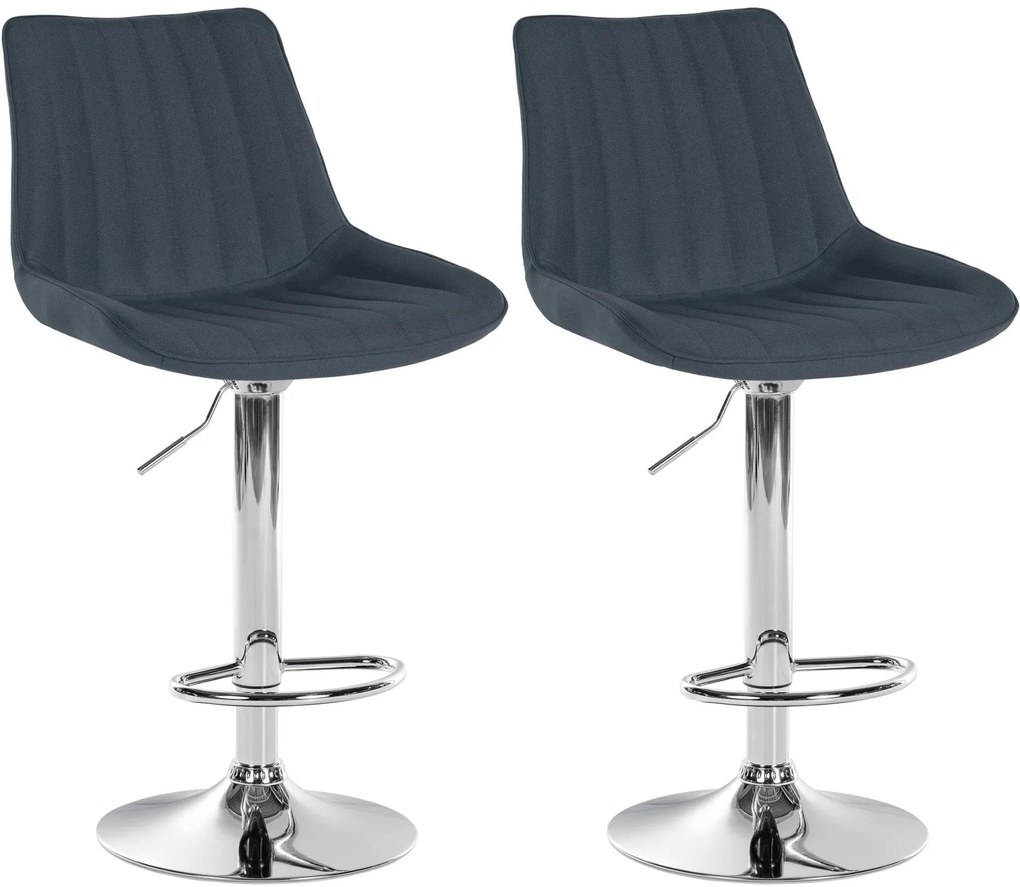 Set 2 Sgabelli Bar Toni İn Tessuto / Dunkelgrau / Metall İn Chromoptik